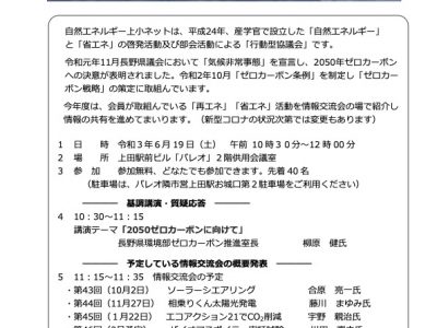 上小ネット「2050ゼロカーボンに向けて」講演と定時総会