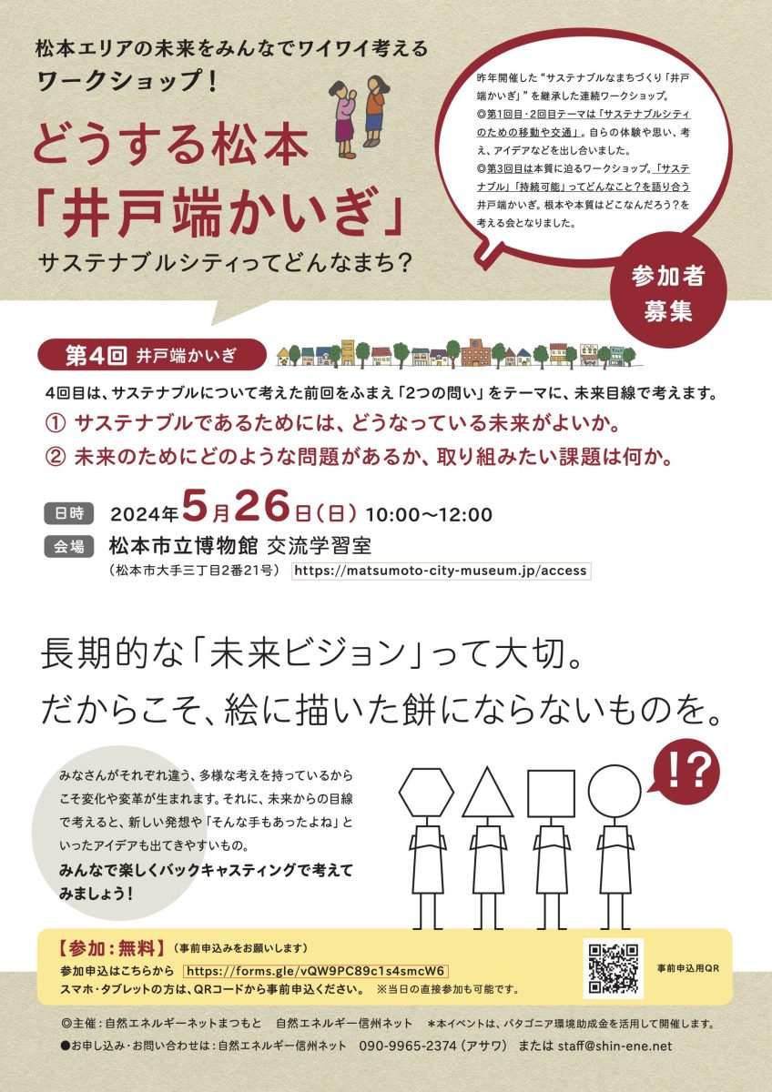 【5月26日・松本】どうする松本？井戸端かいぎ第４回開催