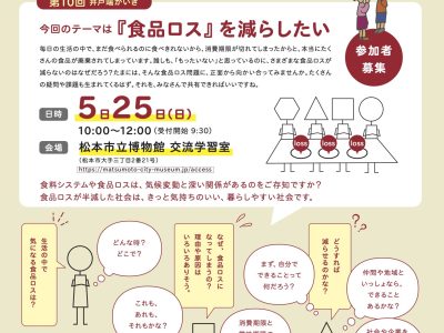 【2025年5月25日・松本】サステナブルなまちづくり　井戸端かいぎin松本第10回　食品ロス